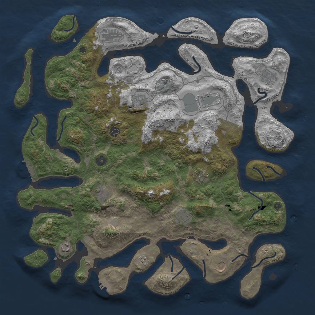 Rust Map: Procedural Map, Size: 4500, Seed: 728, 19 Monuments