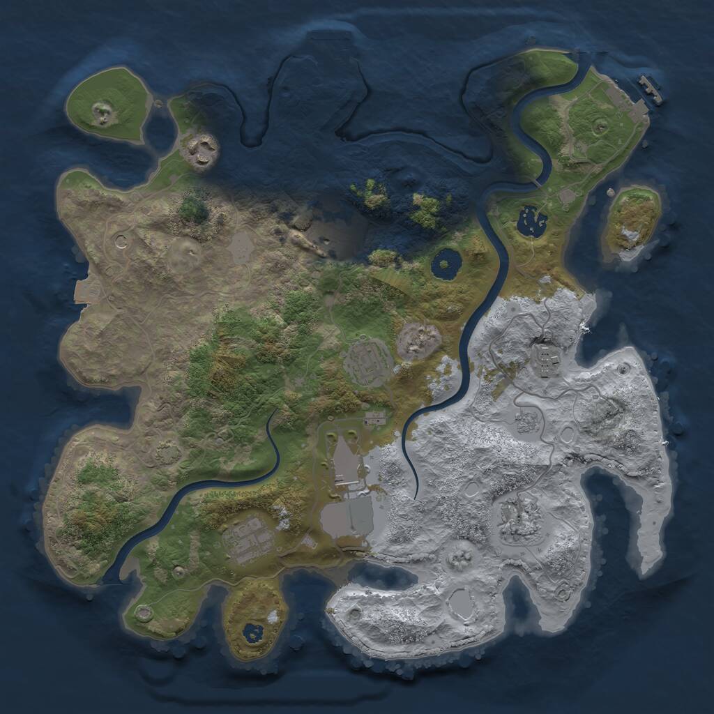 Rust Map: Procedural Map, Size: 3500, Seed: 1065457457, 14 Monuments