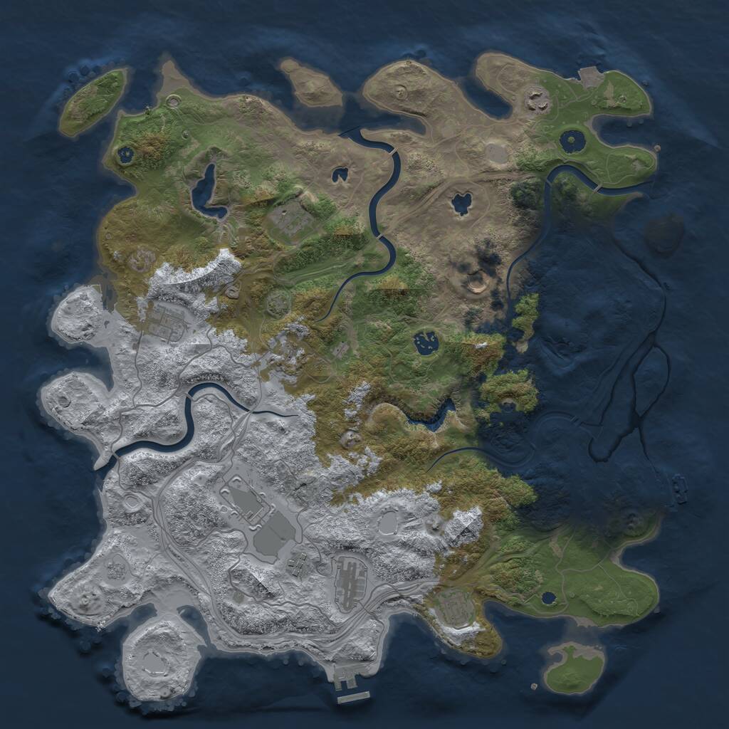Rust Map: Procedural Map, Size: 4500, Seed: 2124557638, 16 Monuments