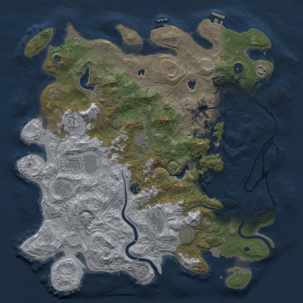 Rust Map: Procedural Map, Size: 4500, Seed: 2124557638, 17 Monuments