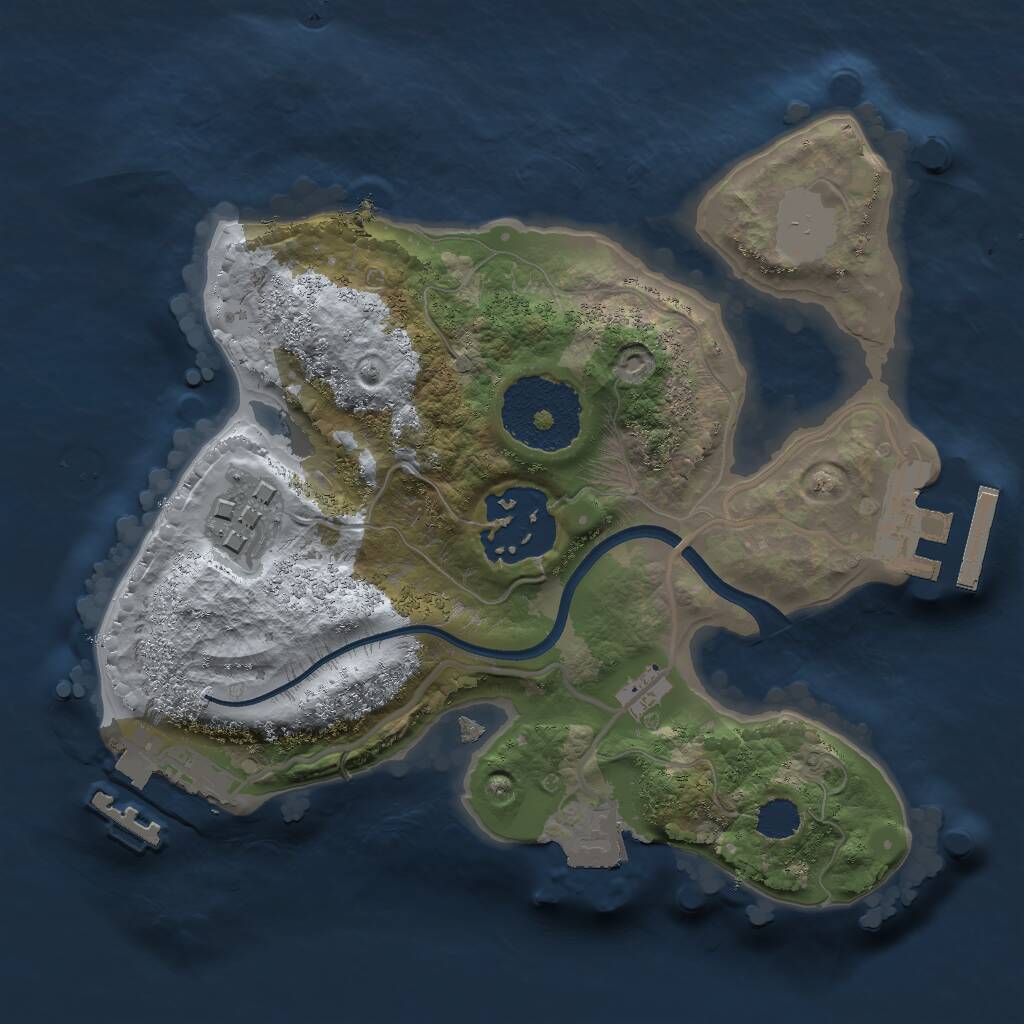 Rust Map: Procedural Map, Size: 2000, Seed: 1585986995, 5 Monuments