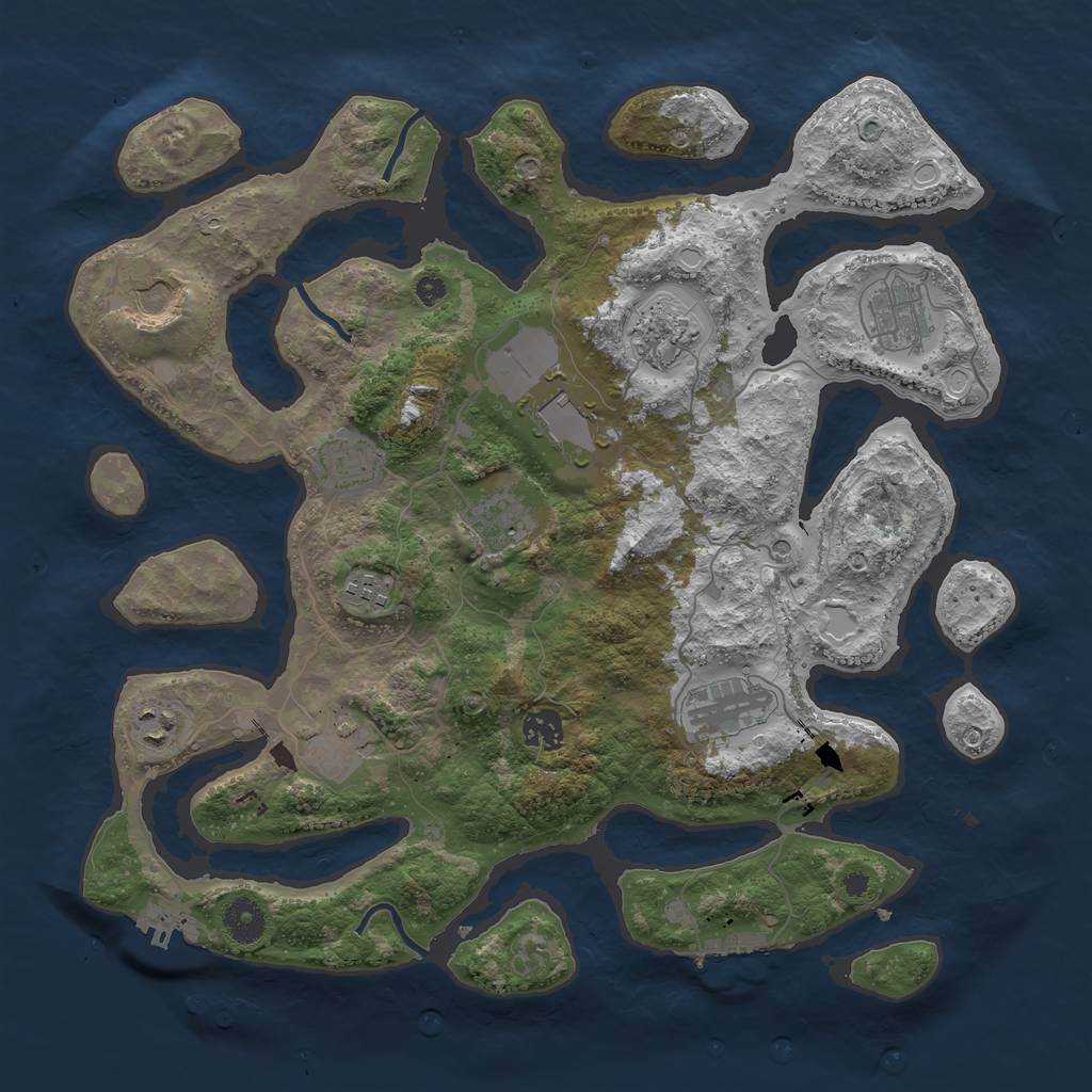 Rust Map: Procedural Map, Size: 3850, Seed: 965285521, 19 Monuments