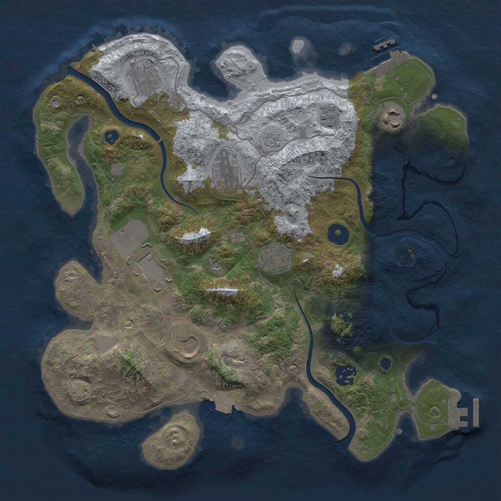 Rust Map: Procedural Map, Size: 3500, Seed: 1256180787, 14 Monuments