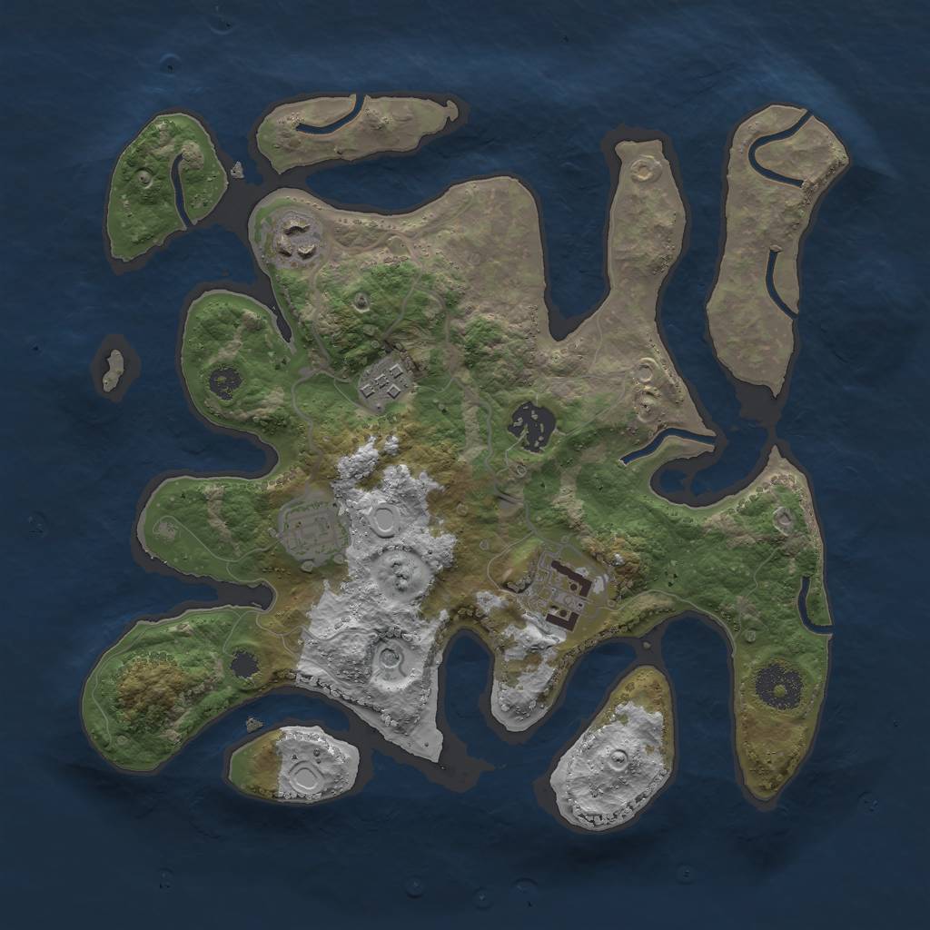 Rust Map: Procedural Map, Size: 3000, Seed: 2063689157, 11 Monuments