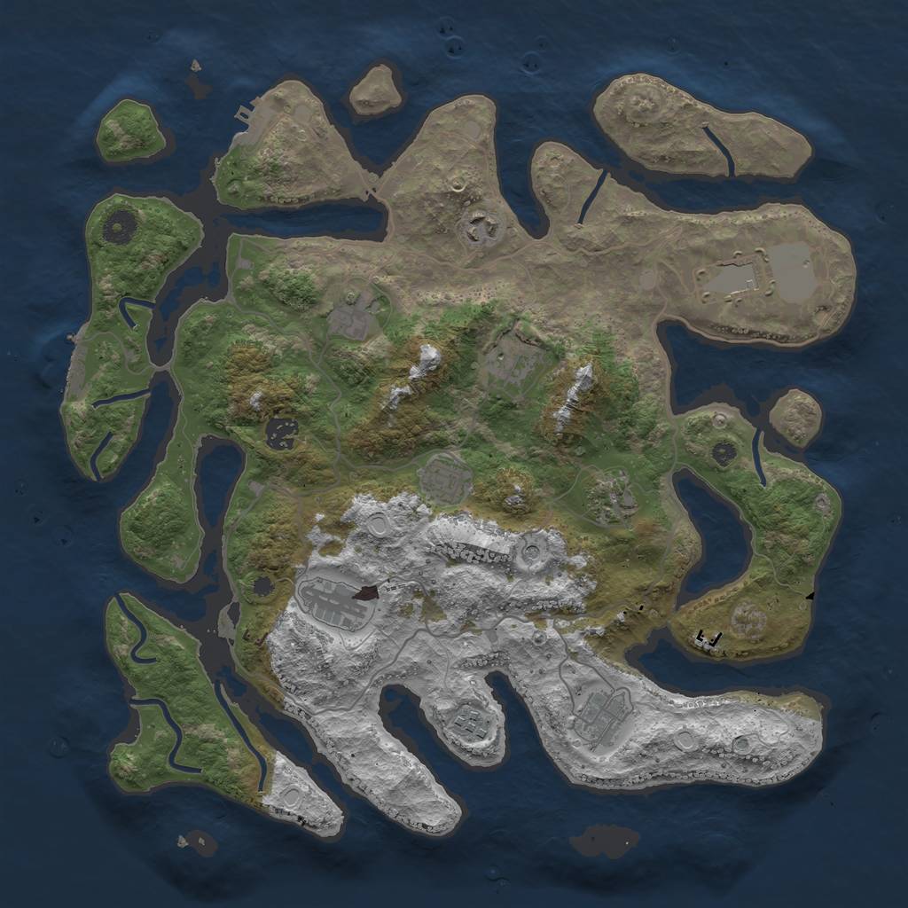 Rust Map: Procedural Map, Size: 4000, Seed: 9933, 18 Monuments