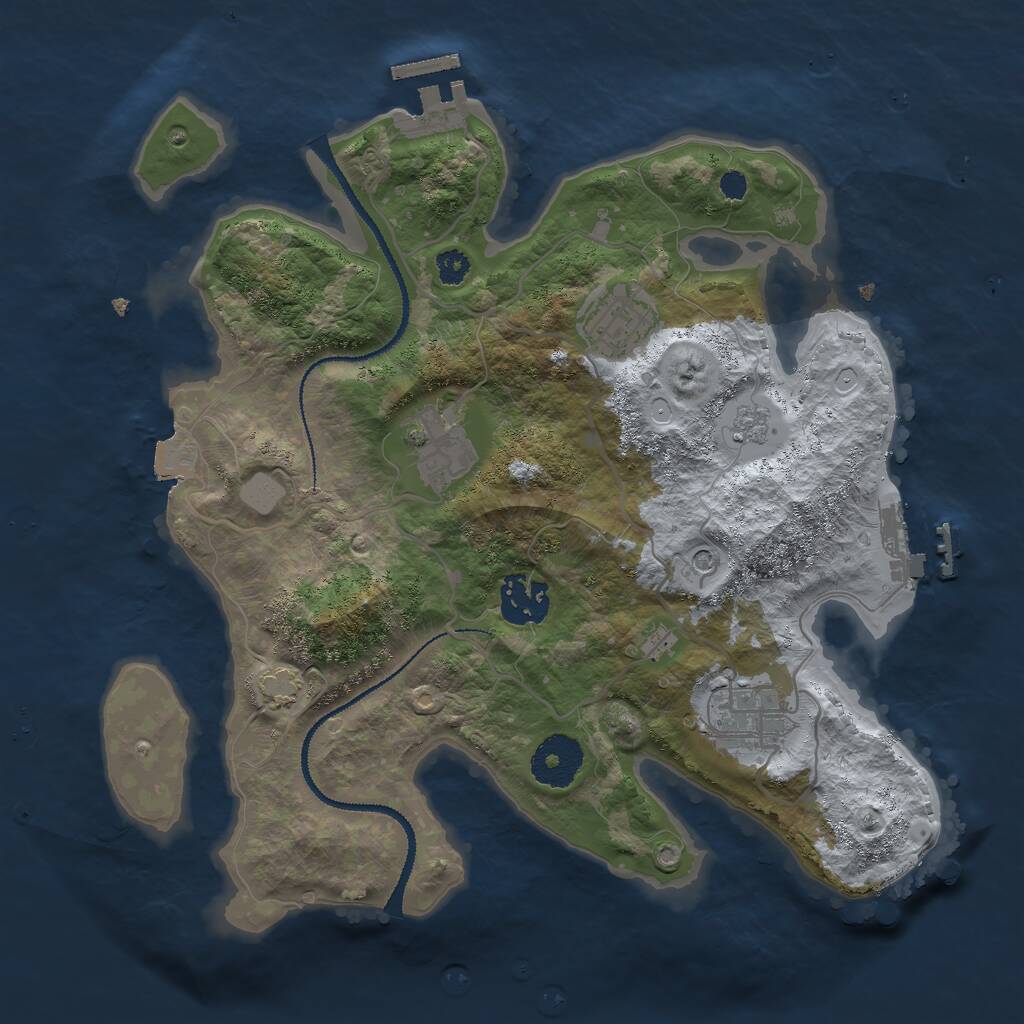Rust Map: Procedural Map, Size: 3000, Seed: 1387319716, 10 Monuments