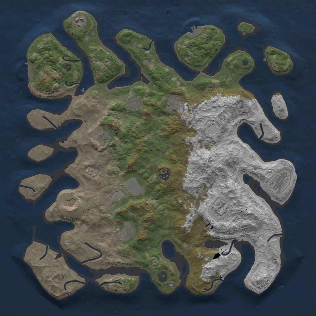 Rust Map: Procedural Map, Size: 4500, Seed: 1183016267, 19 Monuments