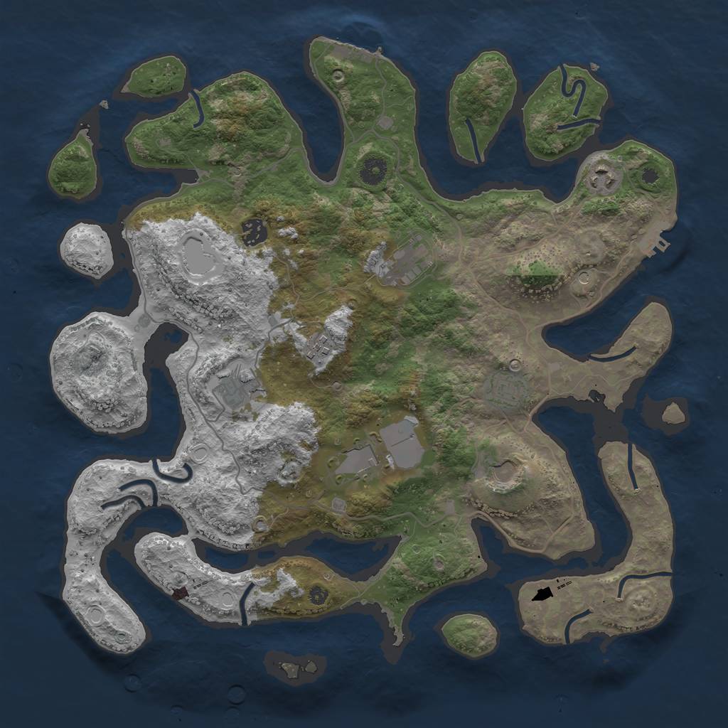 Rust Map: Procedural Map, Size: 4000, Seed: 34987622, 16 Monuments