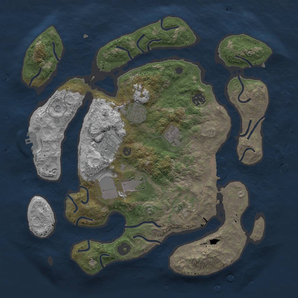 Rust Map: Procedural Map, Size: 3500, Seed: 1642943445, 14 Monuments