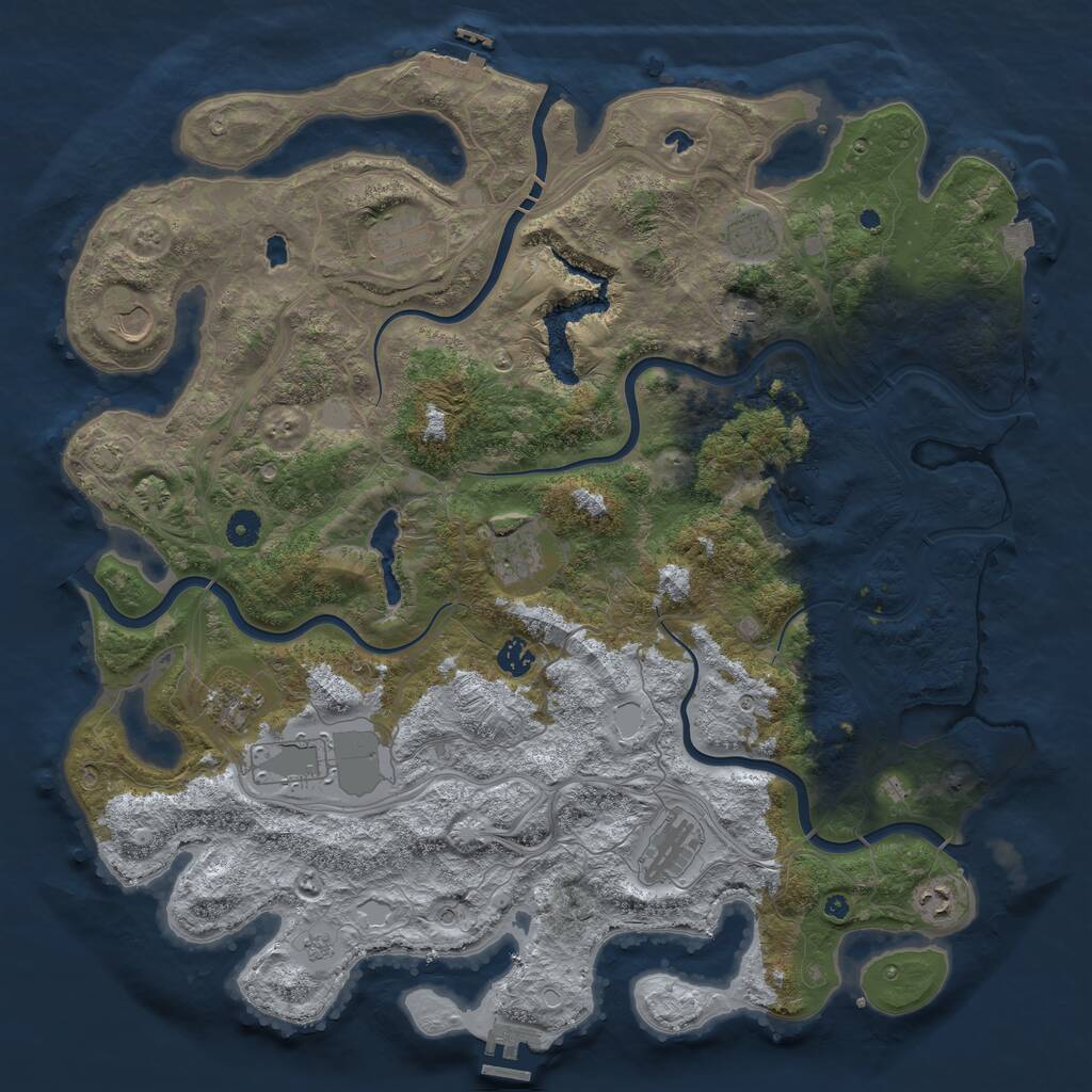 Rust Map: Procedural Map, Size: 4500, Seed: 16985465, 16 Monuments
