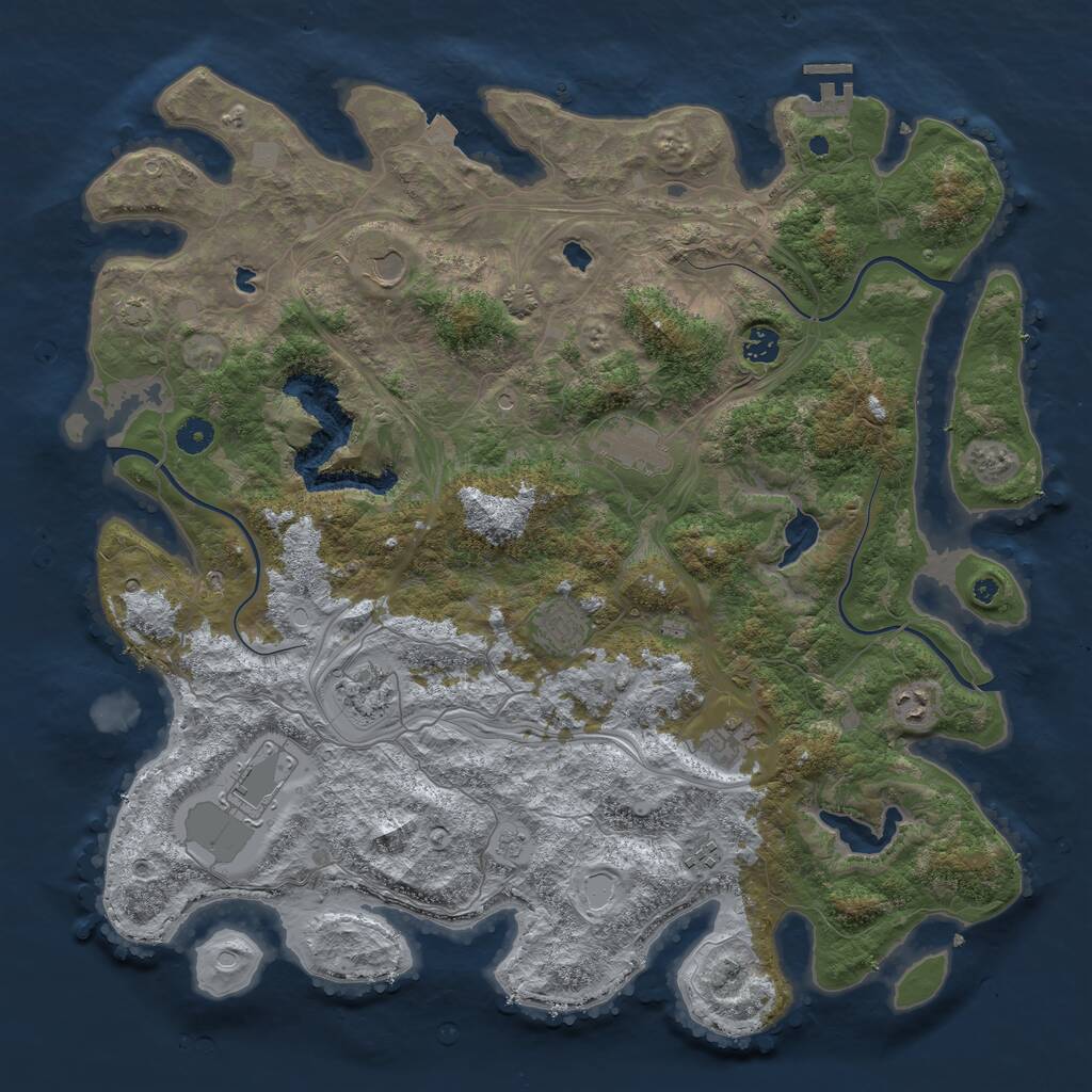 Rust Map: Procedural Map, Size: 4500, Seed: 2910, 14 Monuments