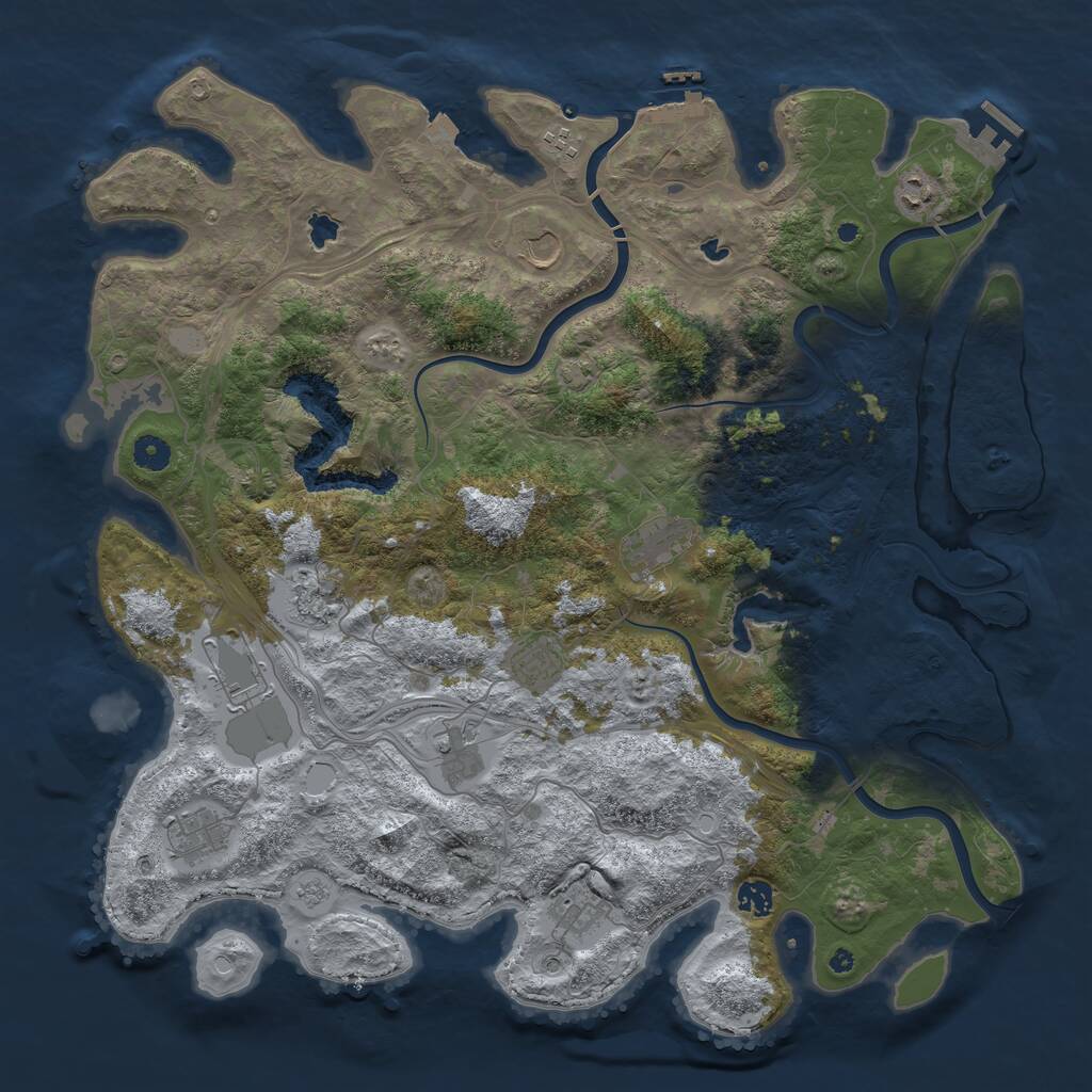 Rust Map: Procedural Map, Size: 4500, Seed: 2910, 17 Monuments
