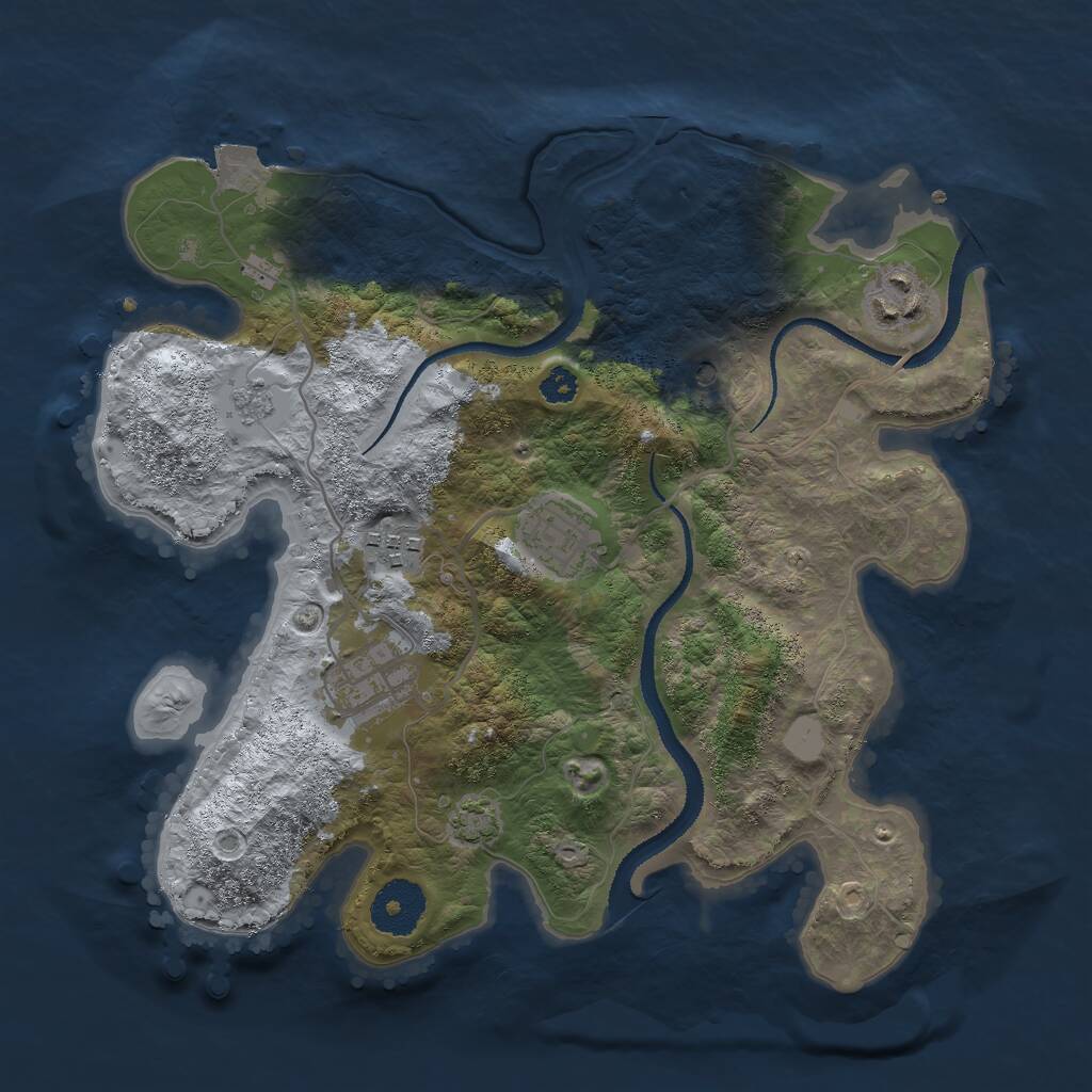 Rust Map: Procedural Map, Size: 3000, Seed: 1678884857, 8 Monuments
