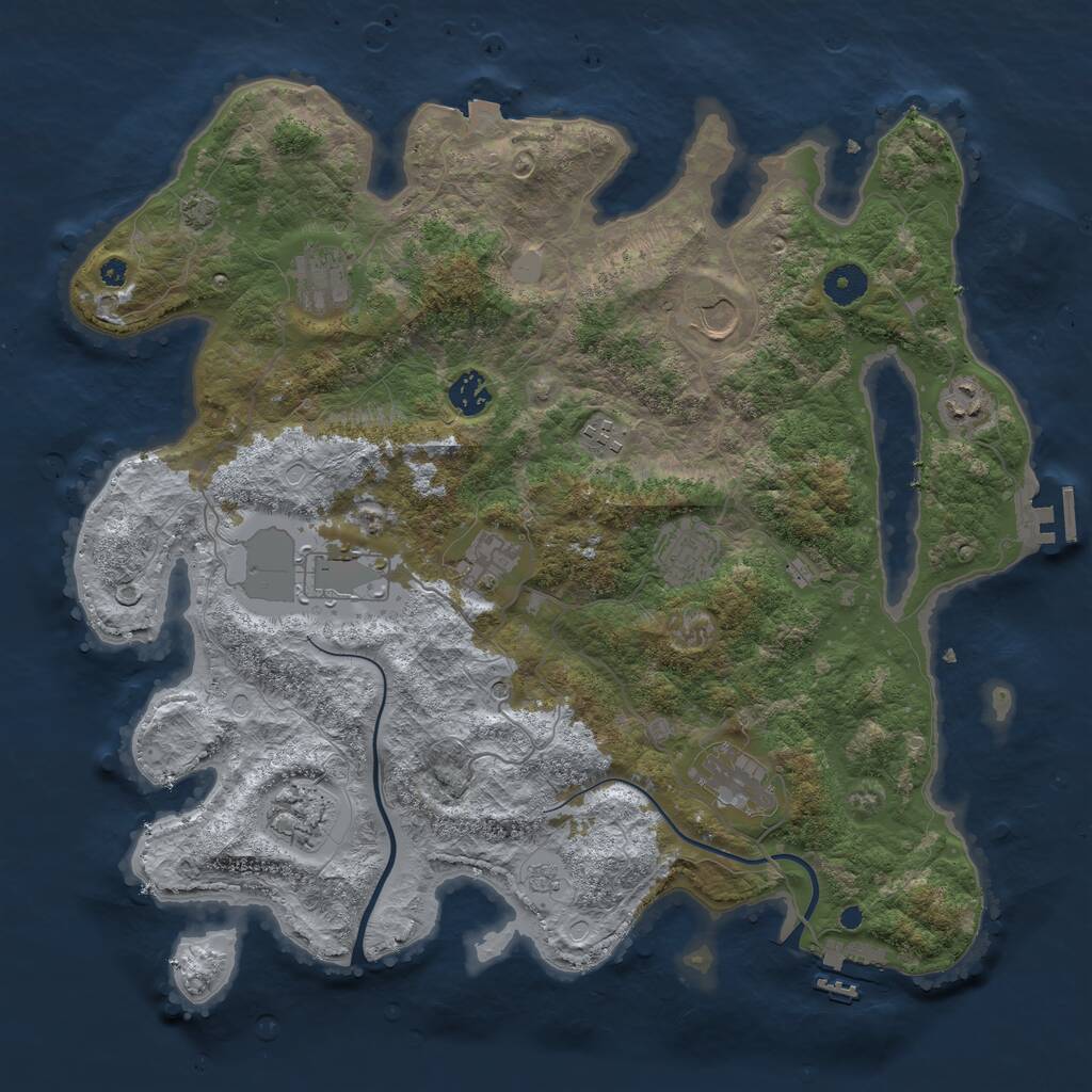 Rust Map: Procedural Map, Size: 3980, Seed: 17427678, 16 Monuments