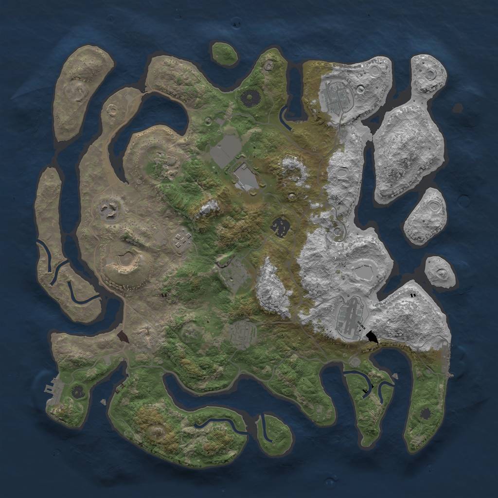 Rust Map: Procedural Map, Size: 4000, Seed: 947324, 18 Monuments