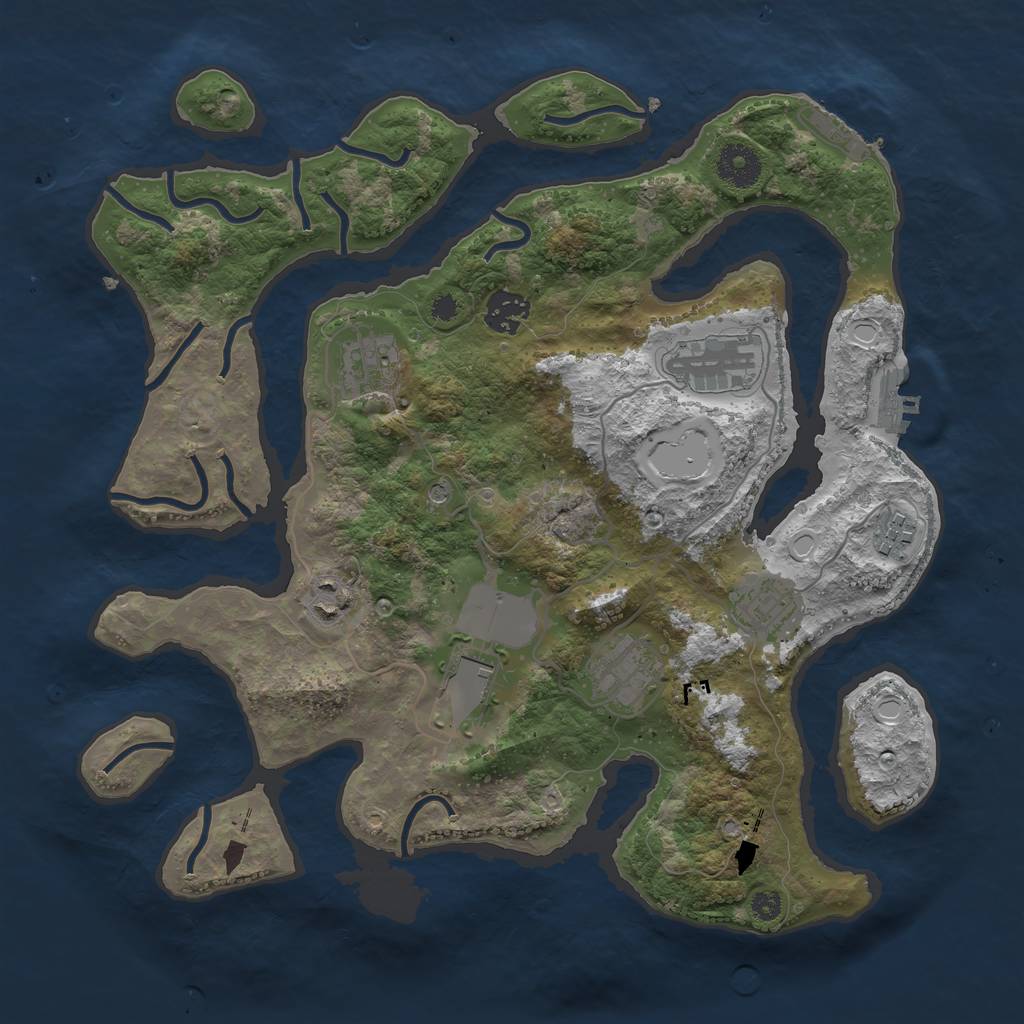 Rust Map: Procedural Map, Size: 3500, Seed: 1868619573, 16 Monuments