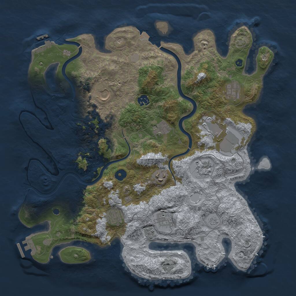 Rust Map: Procedural Map, Size: 3950, Seed: 769695934, 16 Monuments