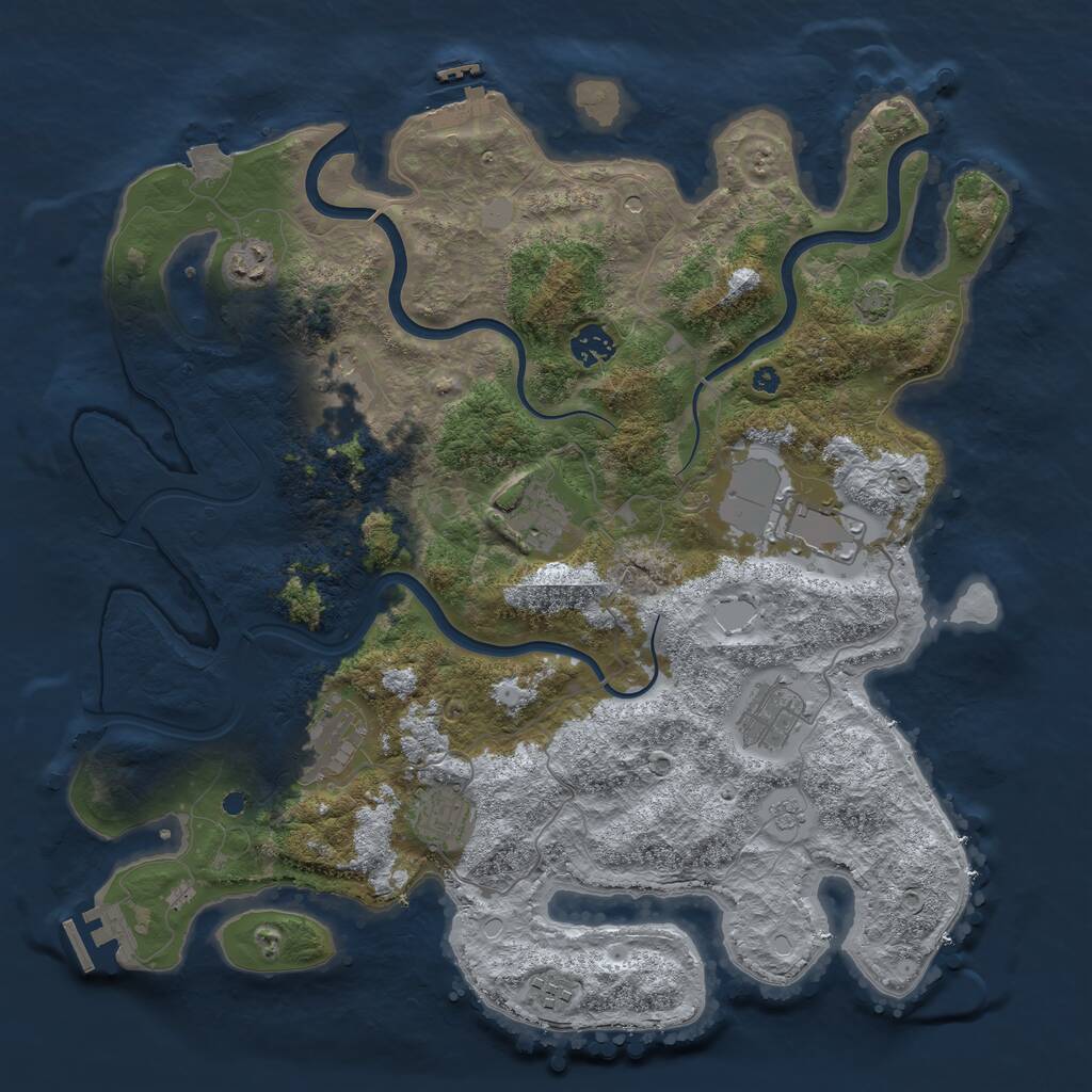 Rust Map: Procedural Map, Size: 3950, Seed: 769695934, 15 Monuments