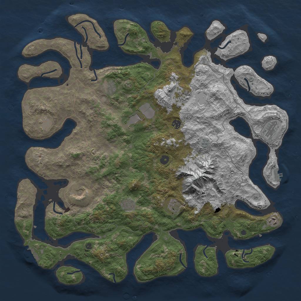 Rust Map: Procedural Map, Size: 5000, Seed: 36352, 19 Monuments