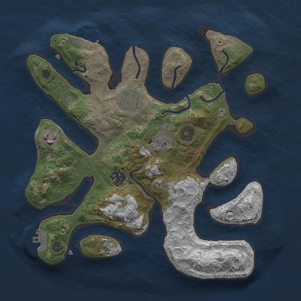 Rust Map: Procedural Map, Size: 3000, Seed: 769695934, 11 Monuments