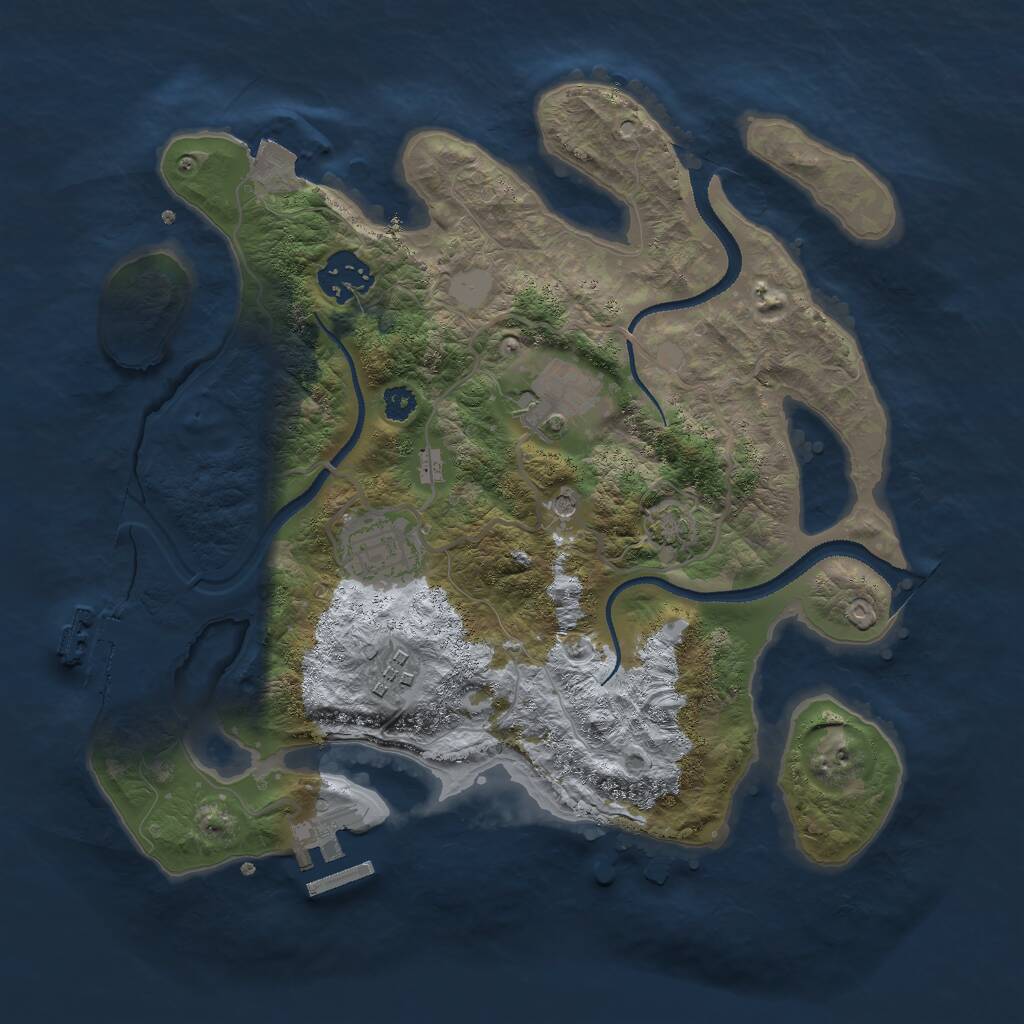 Rust Map: Procedural Map, Size: 3000, Seed: 1281799362, 9 Monuments