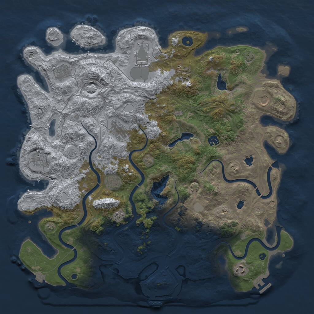 Rust Map: Procedural Map, Size: 4500, Seed: 792604532, 16 Monuments