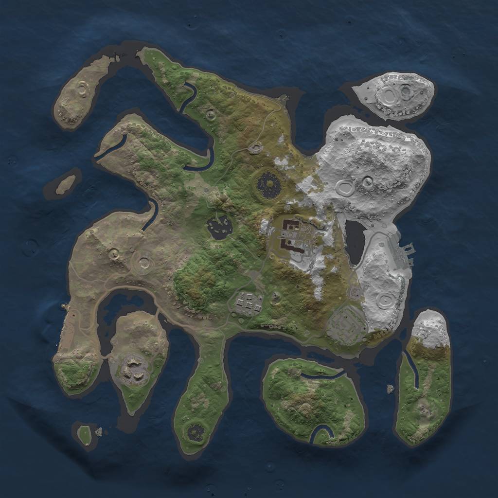 Rust Map: Procedural Map, Size: 3000, Seed: 45678, 13 Monuments