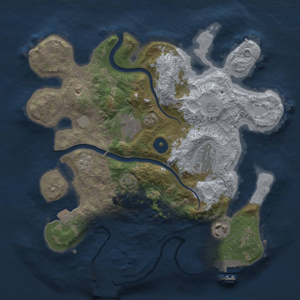 Rust Map: Procedural Map, Size: 3000, Seed: 2060935728, 10 Monuments