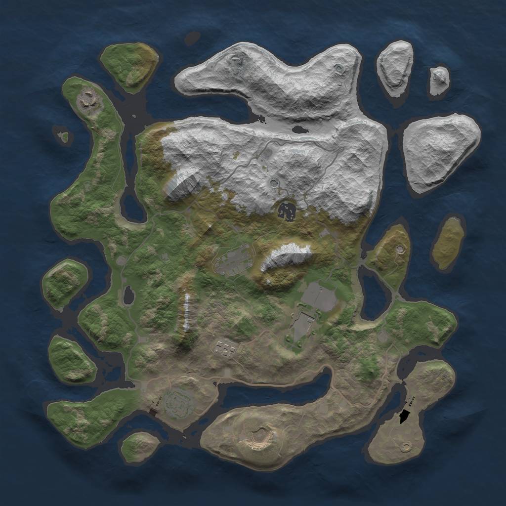 Rust Map: Barren, Size: 4000, Seed: 13825, 10 Monuments