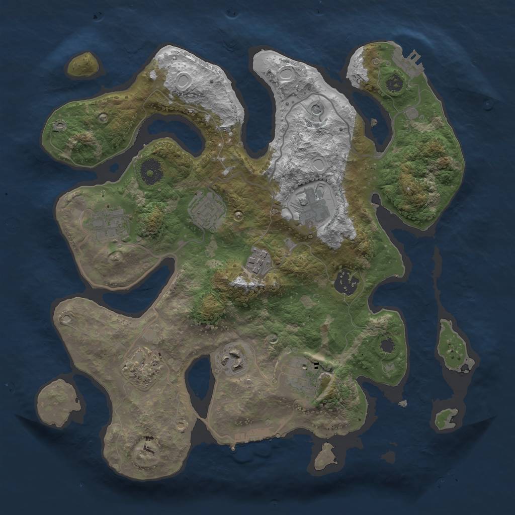 Rust Map: Procedural Map, Size: 3200, Seed: 1349598460, 16 Monuments