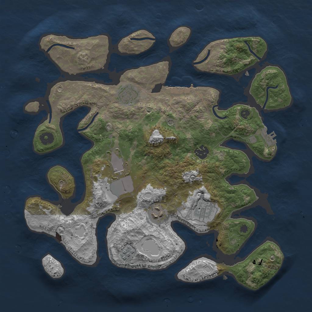 Rust Map: Procedural Map, Size: 3500, Seed: 1174781069, 14 Monuments