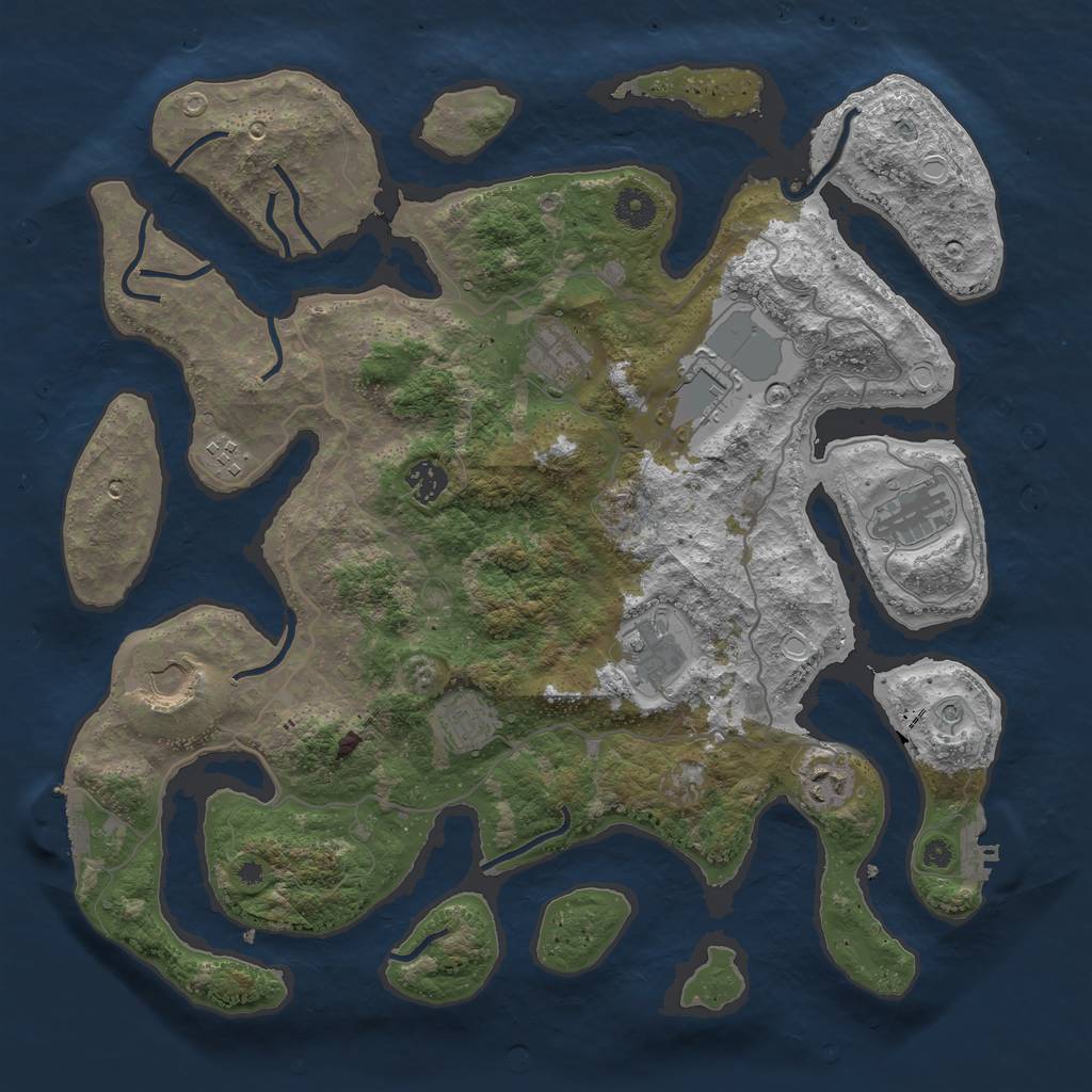 Rust Map: Procedural Map, Size: 4000, Seed: 4009145, 17 Monuments