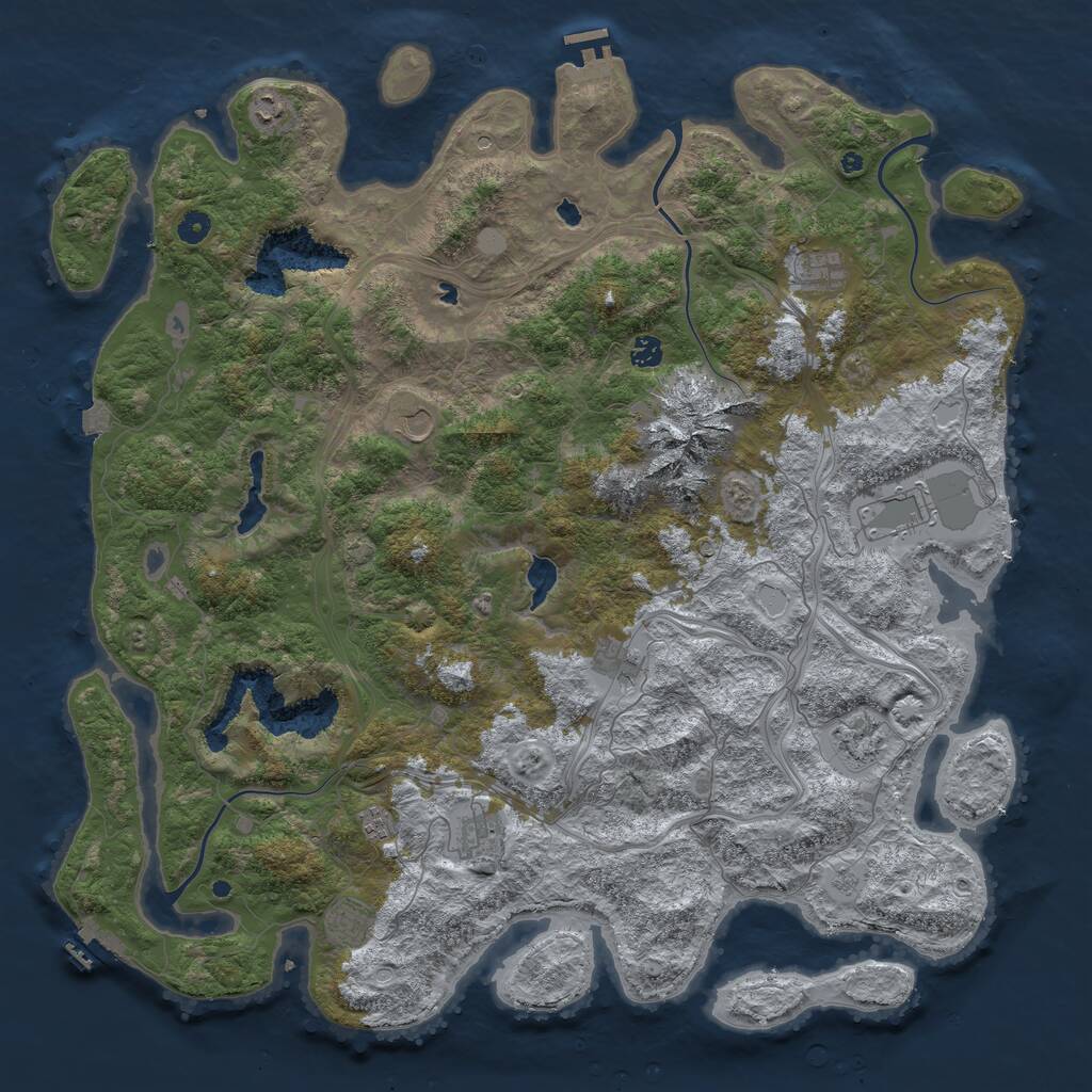 Rust Map: Procedural Map, Size: 5000, Seed: 1500, 16 Monuments