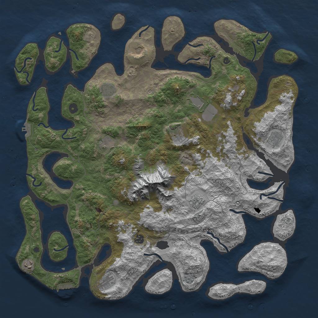 Rust Map: Procedural Map, Size: 5000, Seed: 1500, 19 Monuments