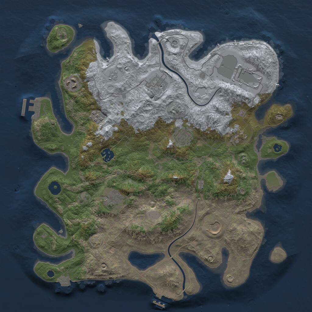 Rust Map: Procedural Map, Size: 3700, Seed: 1284850255, 15 Monuments