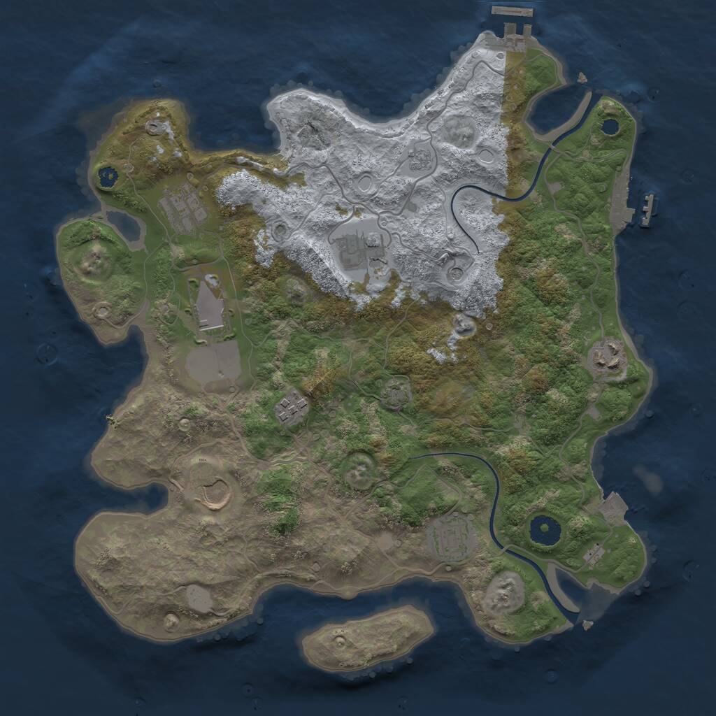 Rust Map: Procedural Map, Size: 3500, Seed: 484322197, 13 Monuments