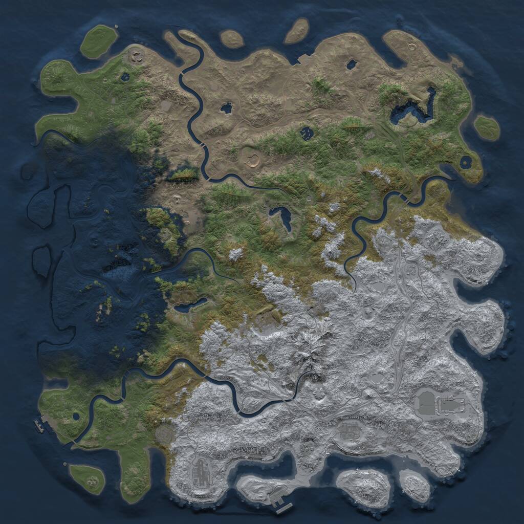 Rust Map: Procedural Map, Size: 6000, Seed: 1168814685, 17 Monuments