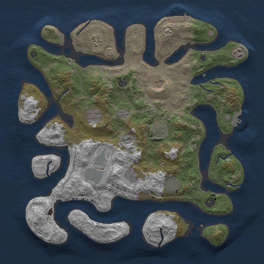 Rust Map: Procedural Map, Size: 4000, Seed: 724831, 18 Monuments