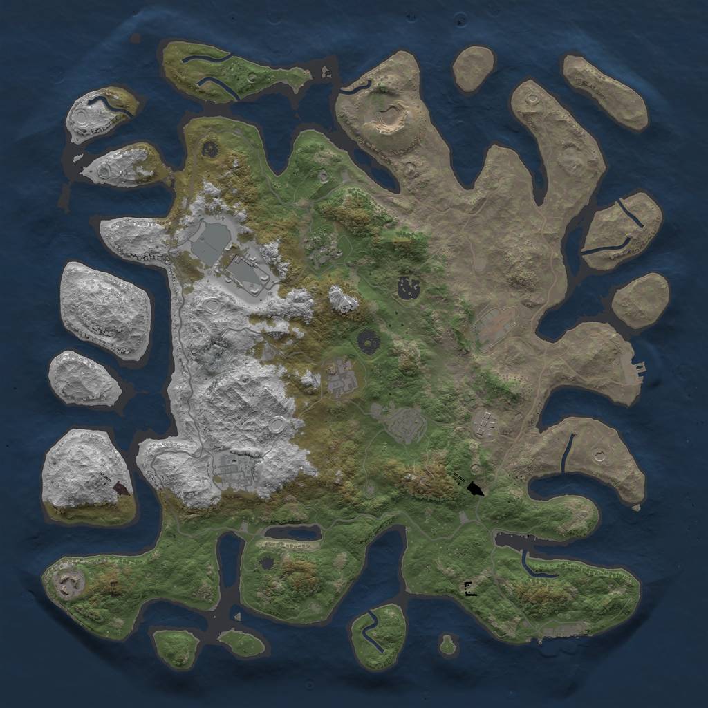 Rust Map: Procedural Map, Size: 4500, Seed: 12535, 18 Monuments