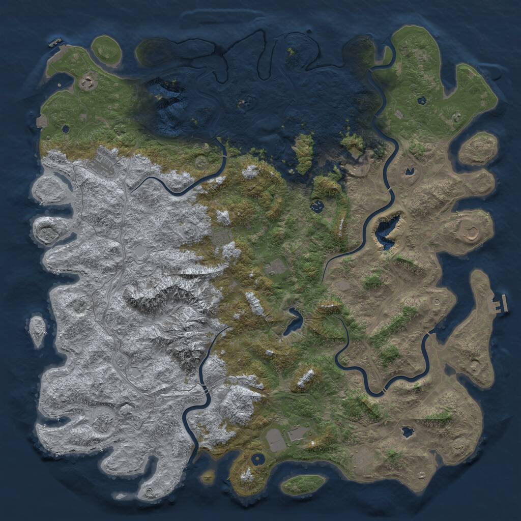 Rust Map: Procedural Map, Size: 6000, Seed: 855, 17 Monuments