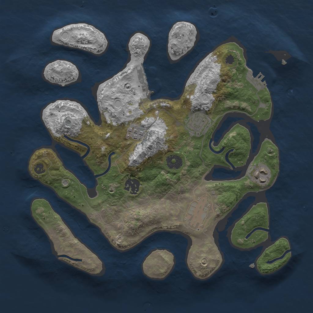 Rust Map: Procedural Map, Size: 3000, Seed: 662, 12 Monuments