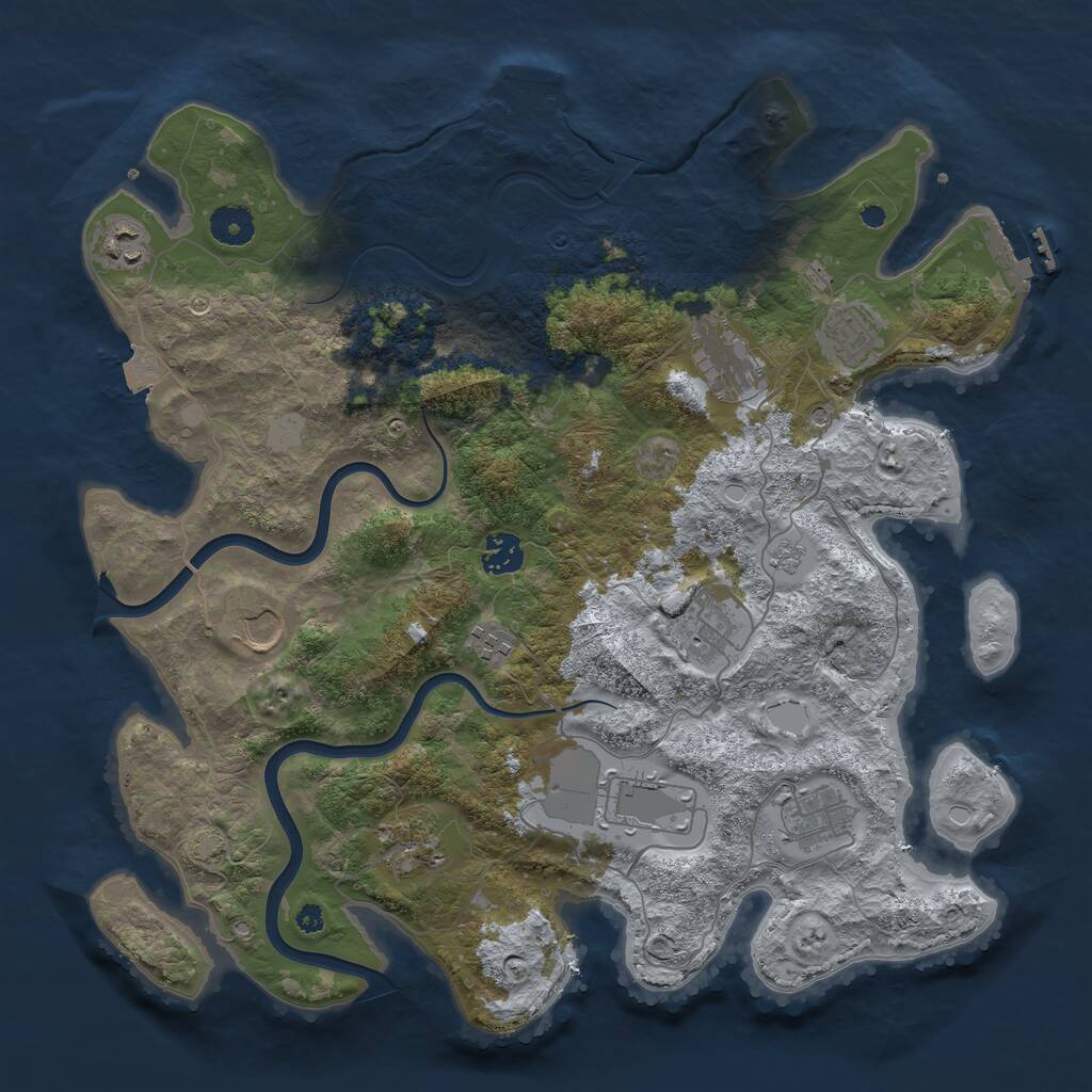 Rust Map: Procedural Map, Size: 3850, Seed: 1639401711, 16 Monuments