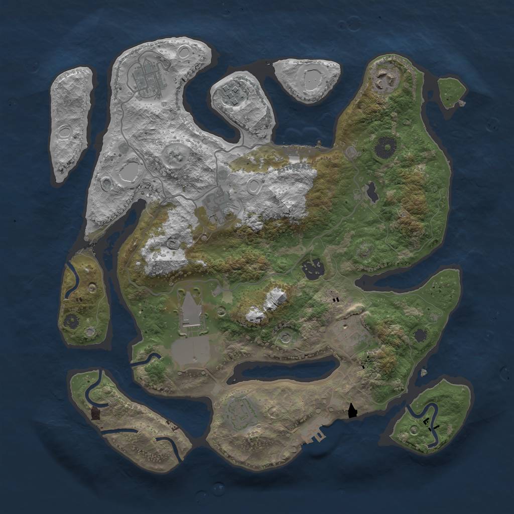 Rust Map: Procedural Map, Size: 3500, Seed: 33554, 16 Monuments