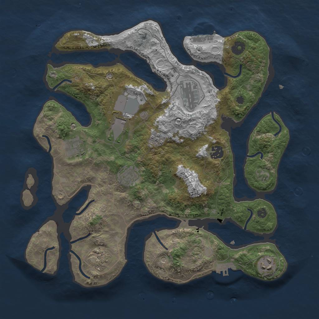 Rust Map: Procedural Map, Size: 3500, Seed: 253001406, 16 Monuments