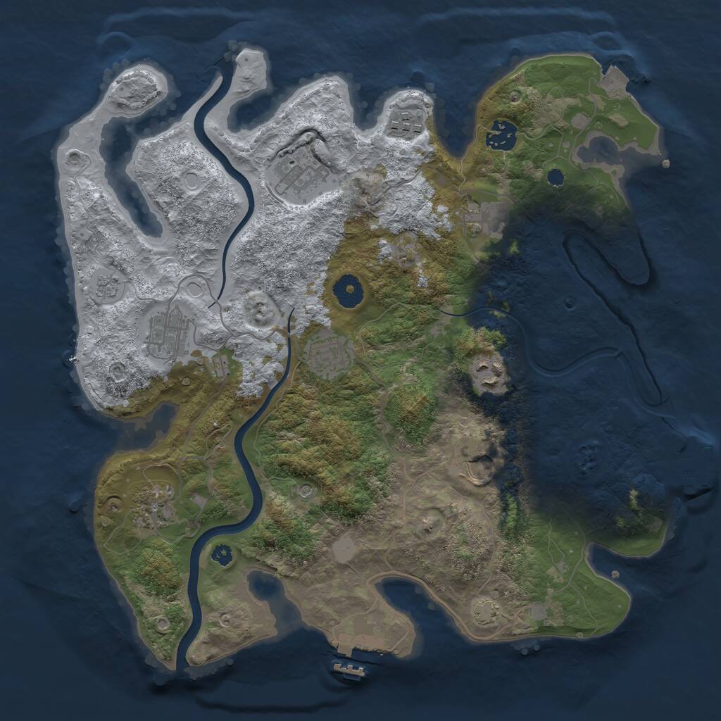Rust Map: Procedural Map, Size: 3500, Seed: 6911420, 15 Monuments