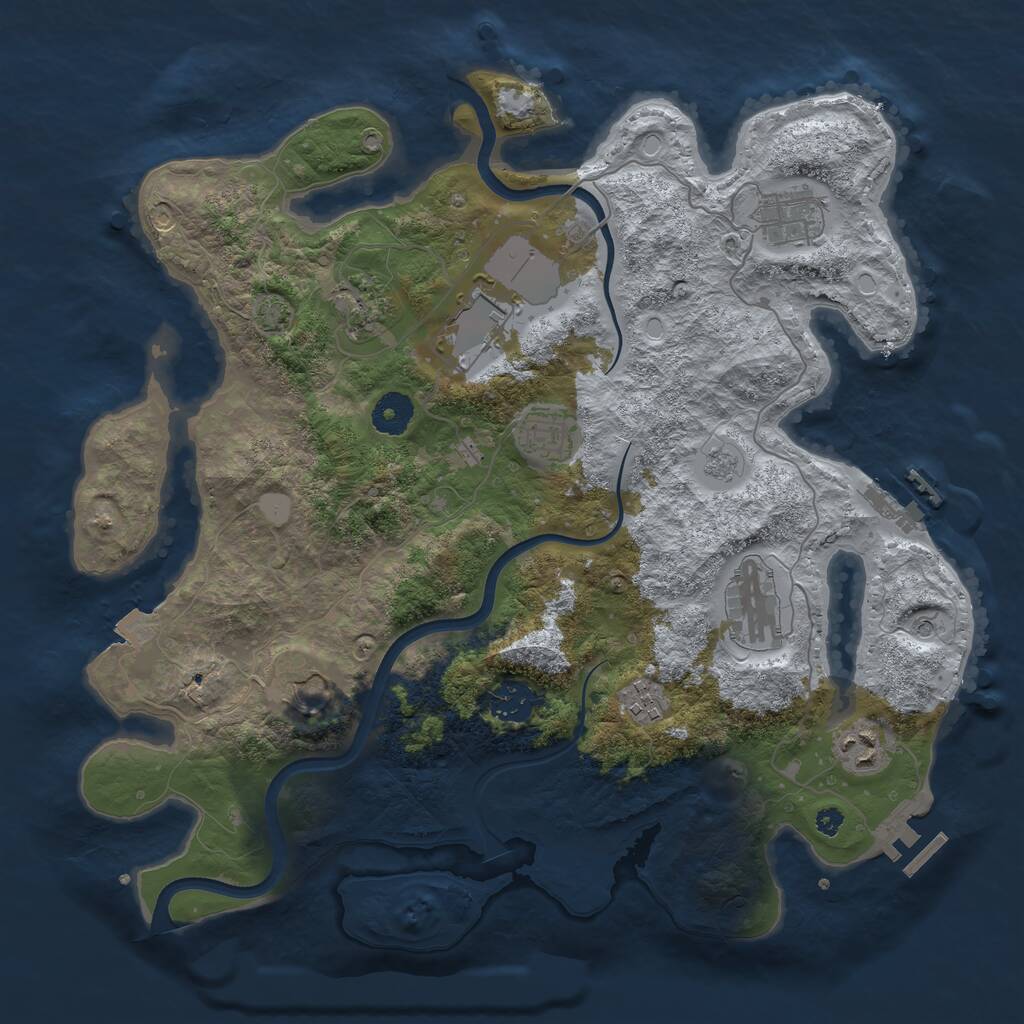 Rust Map: Procedural Map, Size: 3700, Seed: 343458538, 15 Monuments