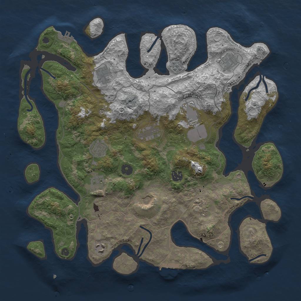 Rust Map: Procedural Map, Size: 4000, Seed: 768849331, 19 Monuments