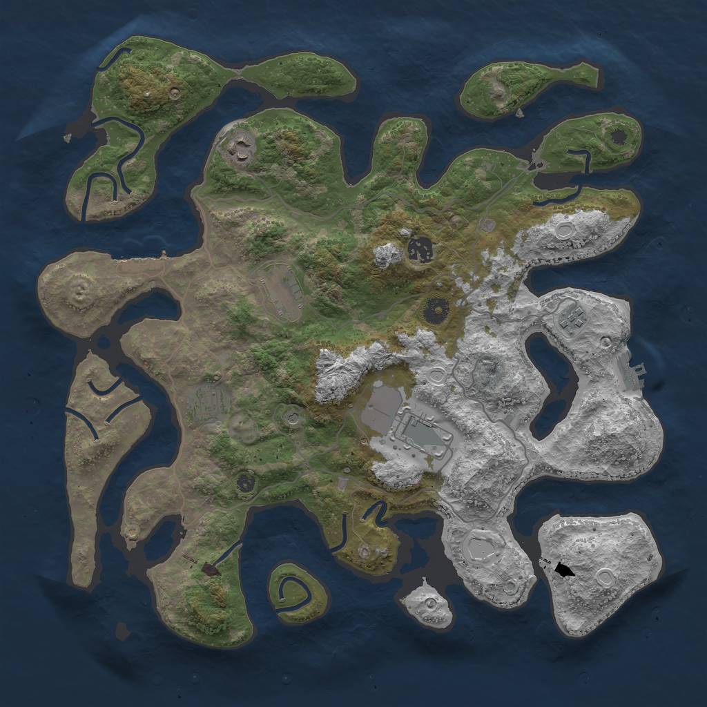 Rust Map: Procedural Map, Size: 4000, Seed: 619842635, 14 Monuments