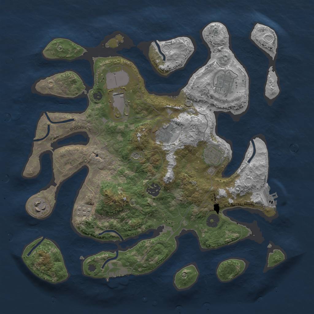 Rust Map: Procedural Map, Size: 3550, Seed: 494, 15 Monuments