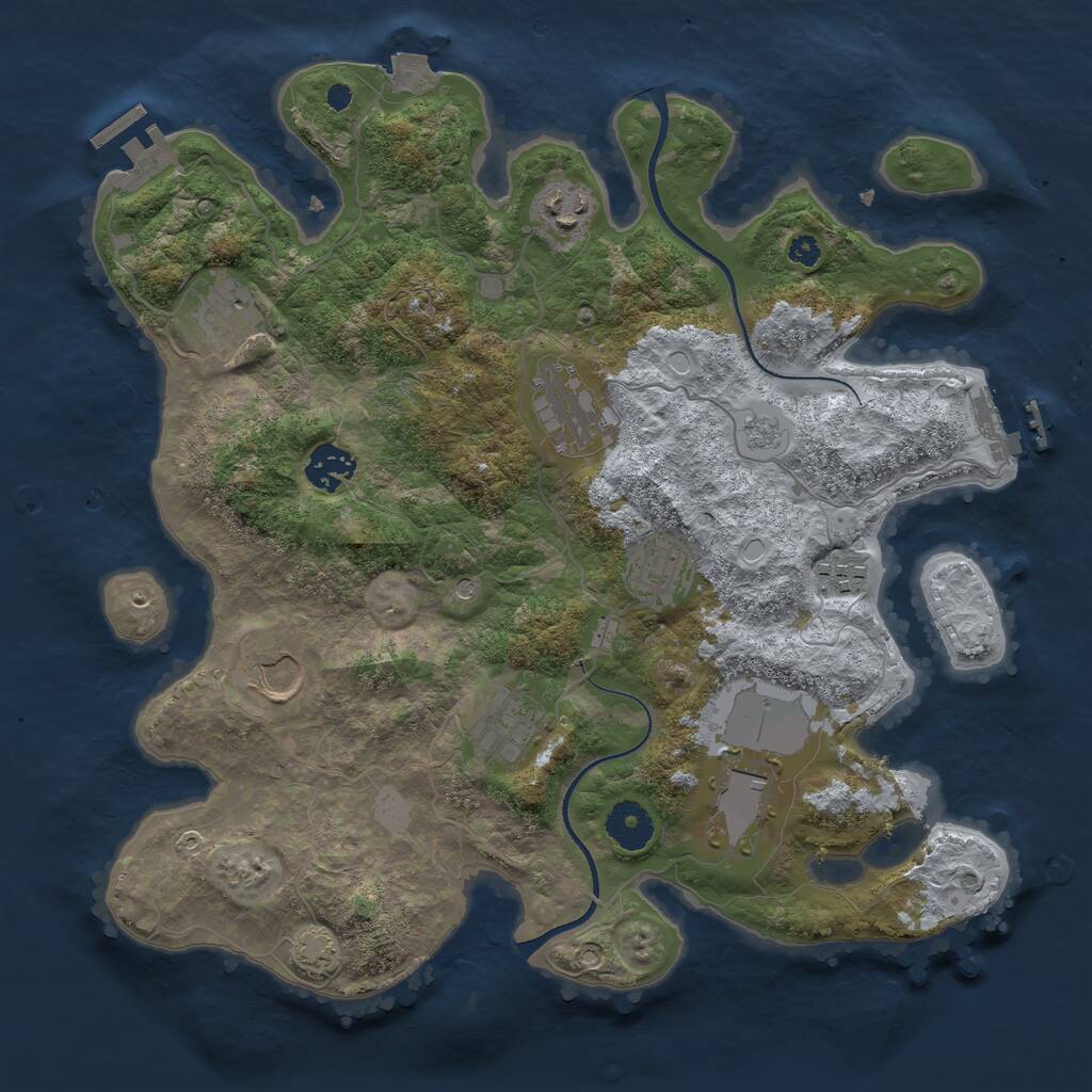 Rust Map: Procedural Map, Size: 3500, Seed: 840412150, 15 Monuments